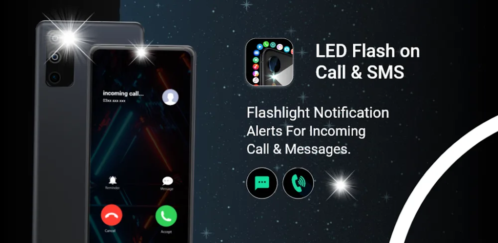 Flash Alert on Call and SMS MOD APK Cover