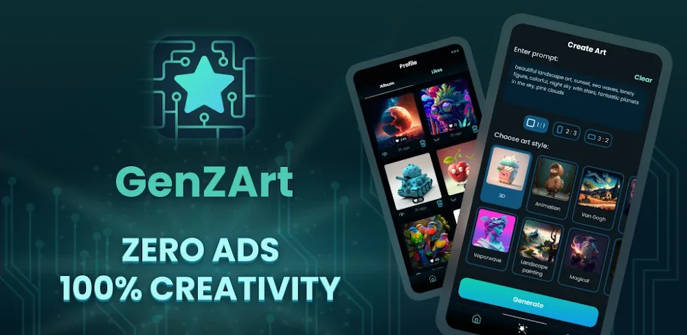 GenZArt: Fast AI Art Generator MOD APK Cover