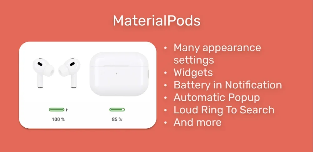 MaterialPods: AirPods battery MOD APK Cover