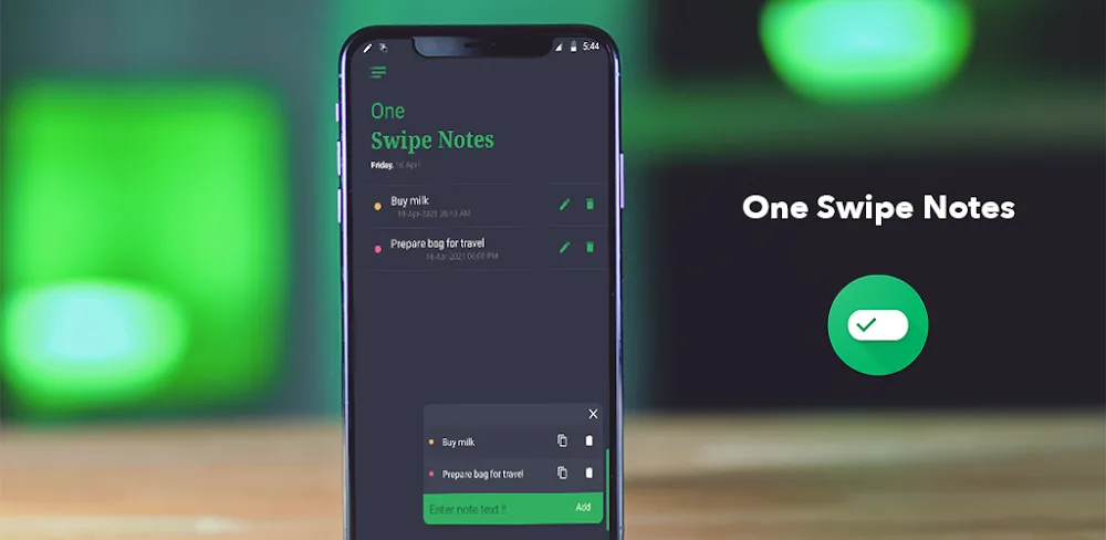 One Swipe Notes – Quick Notes MOD APK Cover