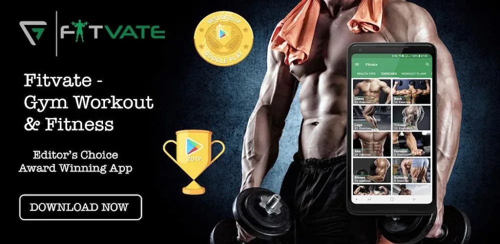 Fitvate – Gym & Home Workout MOD APK Cover