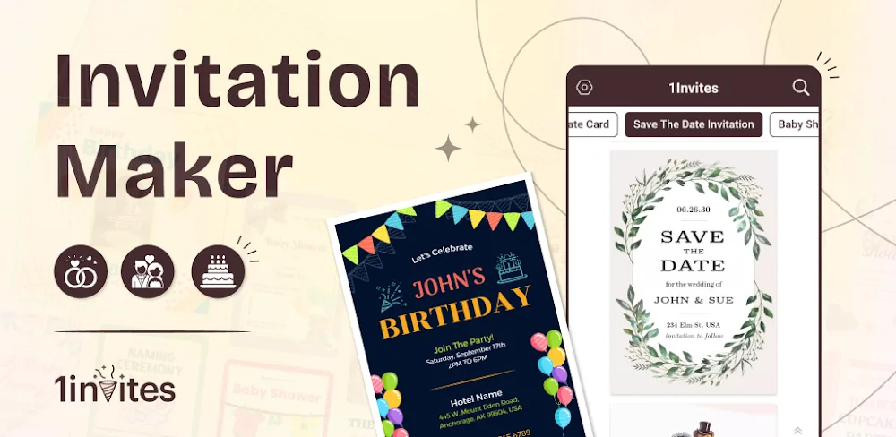 Invitation Maker, Card Creator (1Invite ) MOD APK Cover